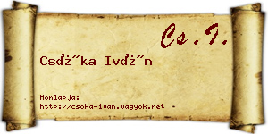 Csóka Iván névjegykártya