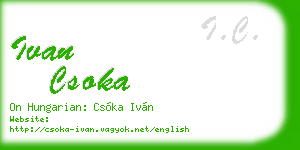 ivan csoka business card